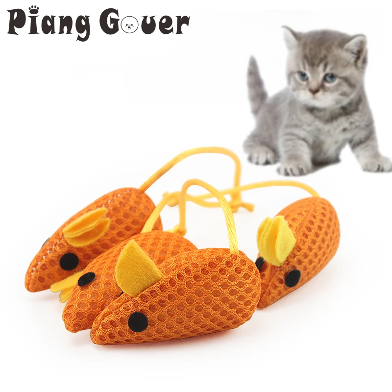 

5Pcs/Lot Pet Supplies Net Cloth Material Mice Animal Toy Orange Mouse Fun Cats Catcher Toys For Kitten