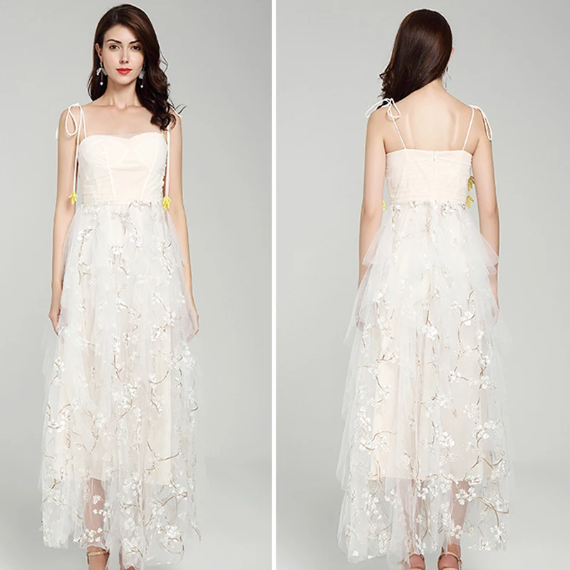 Вечерние платья для женщин vestido белое платье с вышивкой градиентный ремешок