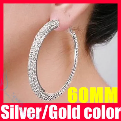 2018 New 30 100mm Crystal Cz Large Hoops Earrings Paparazzi 2 Colors 60mm Crystal Hoop Earrings Double Rows Basketball Wives Large F1