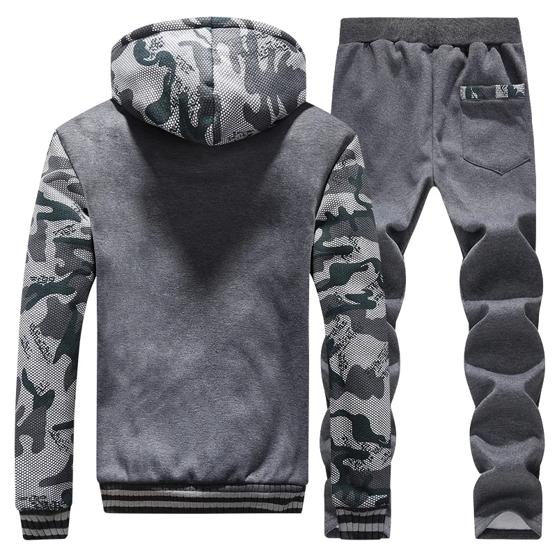 LISIBOOO Men Sets Winter Warm Fleece Sweatshirts Hoodies Pants Camouflage Sleeve Tracksuit Sportwear Suits Casual Men's Coats LISIBOOO Men Sets Winter Warm Fleece Sweatshirts Hoodies Pants Camouflage Sleeve Tracksuit Sportwear Suits Casual Men's Coats