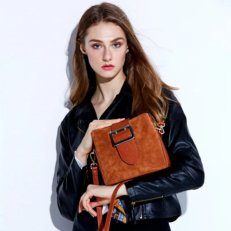 

DorisFanny luxury handbags women bags designer women messenger bags double strap genuine leather shoulder bags free shipping