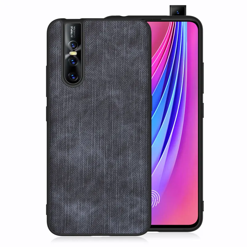 

For VIVO V15 Pro Case Jeans Texture PU Leather Case For VIVO V15 Vintage Spliced TPU Edge Bag Cover For VIVO V15 Pro V15Pro Case