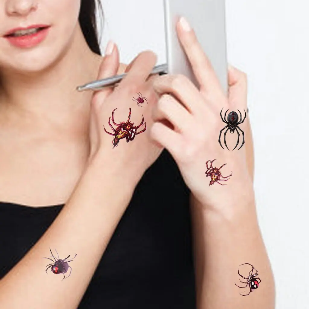

1sheet Black Spider 3d Temporary Tattoo Body Art Flash Tattoo Stickers Home Decor Wall Sticker DIY Body Art Tattoo Pattern