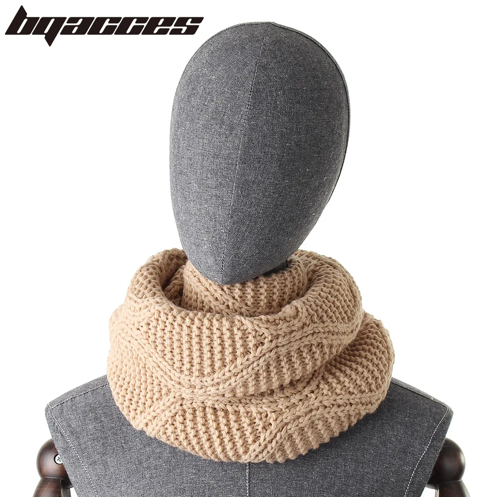 

[BQACCES] Solid Color Wavy Knit Snood Women Winter Thick Neck Warmer Acrylic Wool Infinity Scarves Circle Ring Scarf Lady Cowl