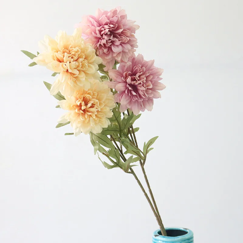 Flone Artificial Dahlias Flower Simulation Silk Chrysanthemum Flowers Bouquet Artificial Plants Wedding Home Table Party Decor (3)