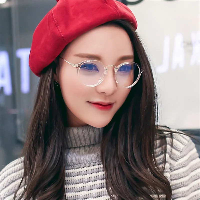 

Cubojue Transparent Glasses Women Men Round Myopia Diopter Optical Clear Lens Prescription Nerd Points Anti Blue Ray Transition