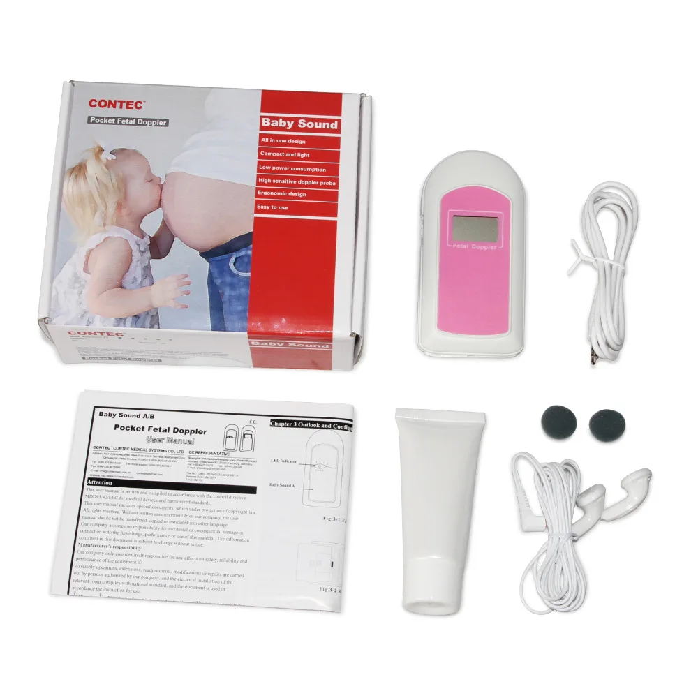 CONTEC CE FDA BABYSOUND B розовый и синий фетальный допплер монитор сердечного ритма