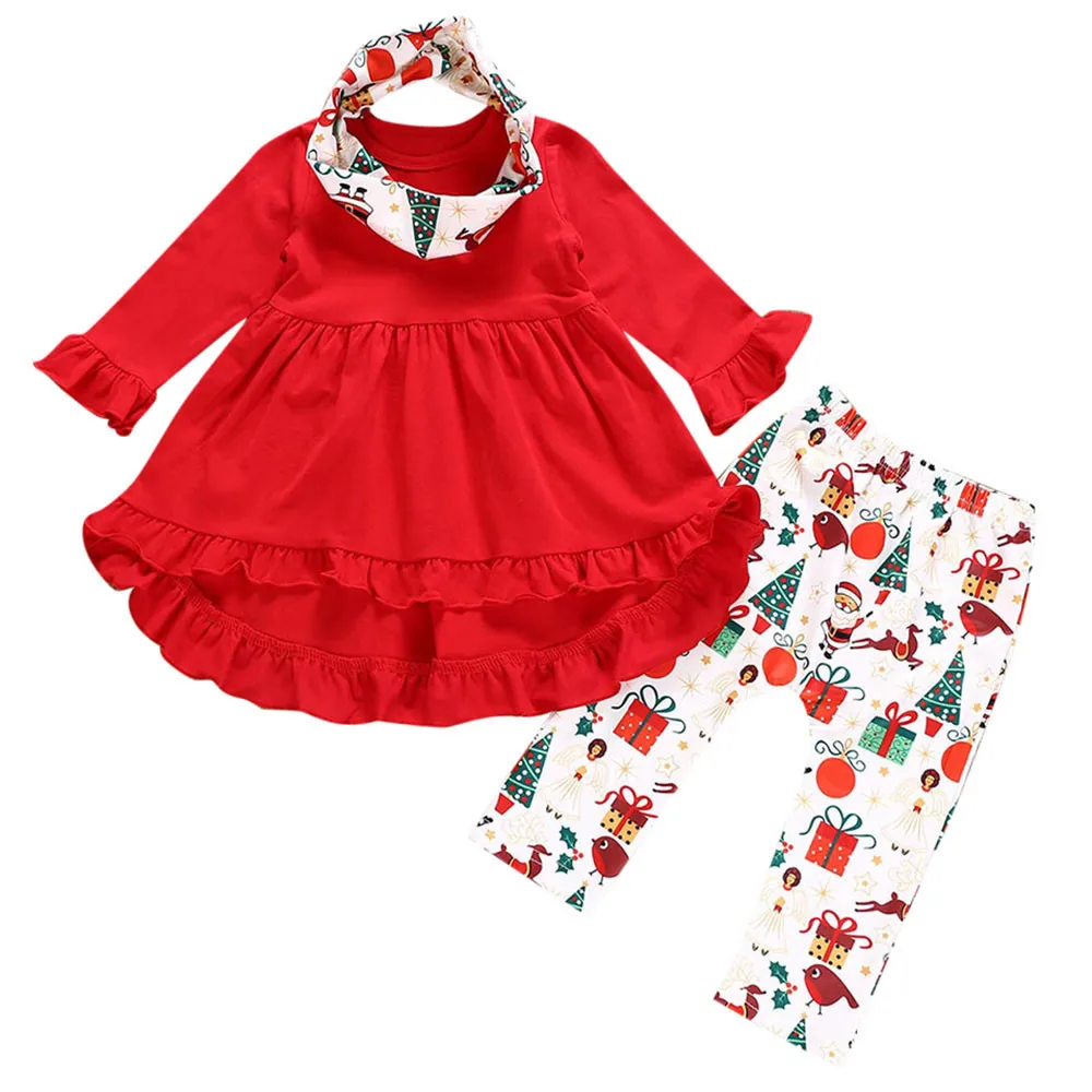

Baby Girls Boy Clothes Christmas Deers Print Dresses Pants 3PCS Sets Warm Winter Long Sleeve Newborn Baby Clothing 18Oct10