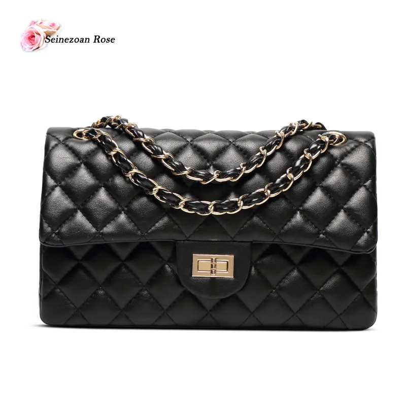 

2016 Women's Leather Diamond Lattice Handbags Purses Famous Brand Designer Bags Ladies Leather Bags Messenger Bag Black Bolsos
