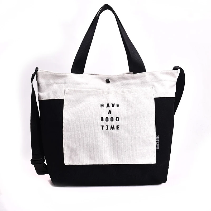 

Solid Canvas Shoulder Bags 2019 New Environmental Shopping Bag Letter Women Cotton Canvas Fabric Eco Tote Bag Bolso Mujer