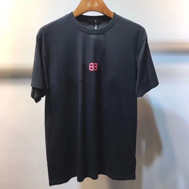 

2019 summer new fashion net red casual love wave color circle double B wheat short-sleeved T-shirt