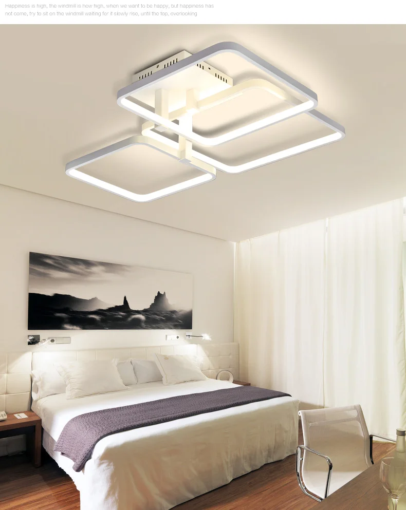 

2016 Post-Modern Creative Rectangle PMMA Shades Material Led Iron Ceiling Chandelier