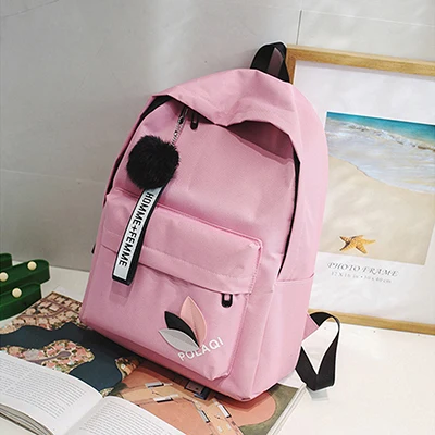 Yogodlns Повседневный женский рюкзак, холщовые сумки для книг в консервативном стиле, школьные сумки для девочек-подростков, игрушечная сумка с меховым помпоном - Цвет: pink