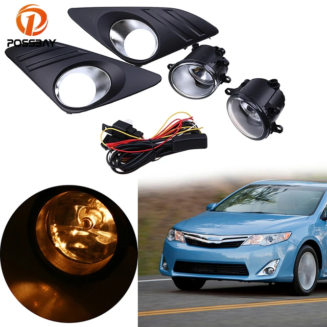 POSSBAY Front Lower Bumper H11 Halogen Fog Light Lamp+Grille Cover