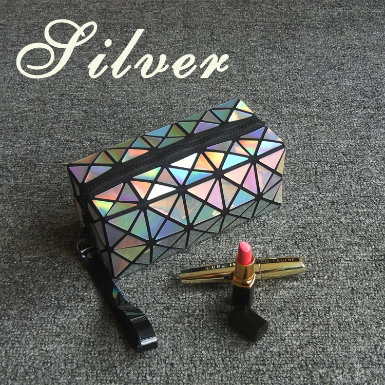 Lingge Cosmetic Bags Geometric Pattern Laser Square Cosmetic Bag