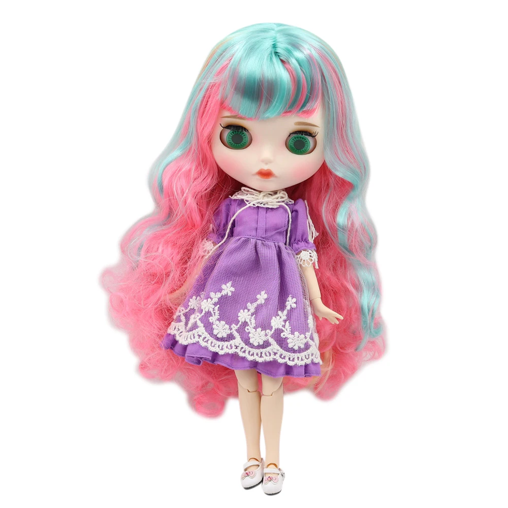 

1/6 Blyth doll white skin joint body Mixed color hair new matte face with eyebrows Lip gloss.NO.BL2369/313/4268