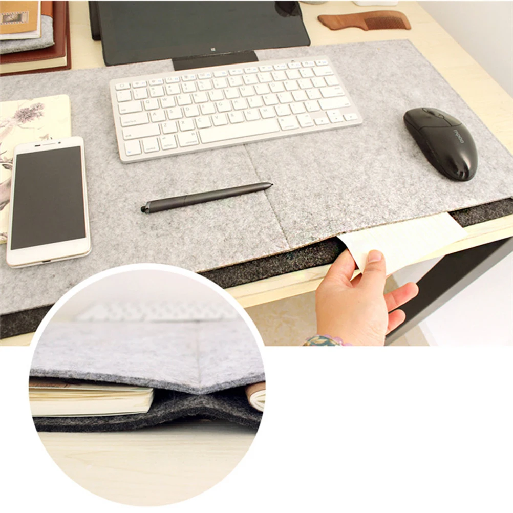 63*33cm Wool Felt Mouse Pad Pen Holder Computer Desk Mat Modern Laptop Office Table Mat