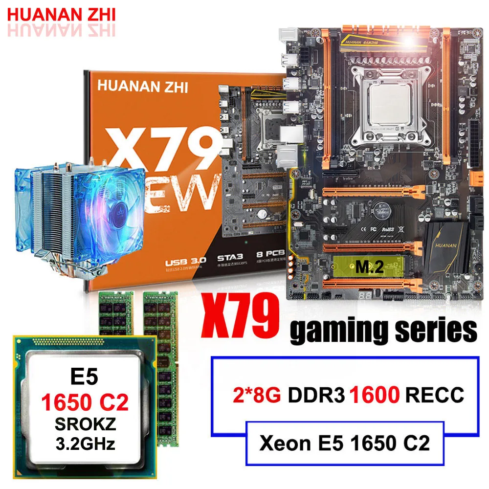 baratas Hardware do computador DIY HUANAN ZHI Deluxe E5 1650 C2 M.2 X79 motherboard CPU Intel Xeon 3.2 ghz com RAM cooler 16g (2*8g) REG ECC