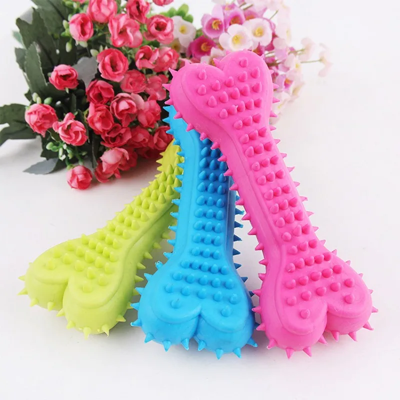 

1pcs Blue Yellow Pink TPR Pet Toys Rubber Solid Barbed Bones Dog Toys Interactive Puppy Chew Toy Size 15CM Free Shipping