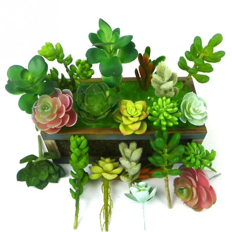

10Pcs Mixed Artificial Succulent Flowers Plant Decor Stems Fake Succulents Plants Bulk Assorted Picks for Garden DIY Decor