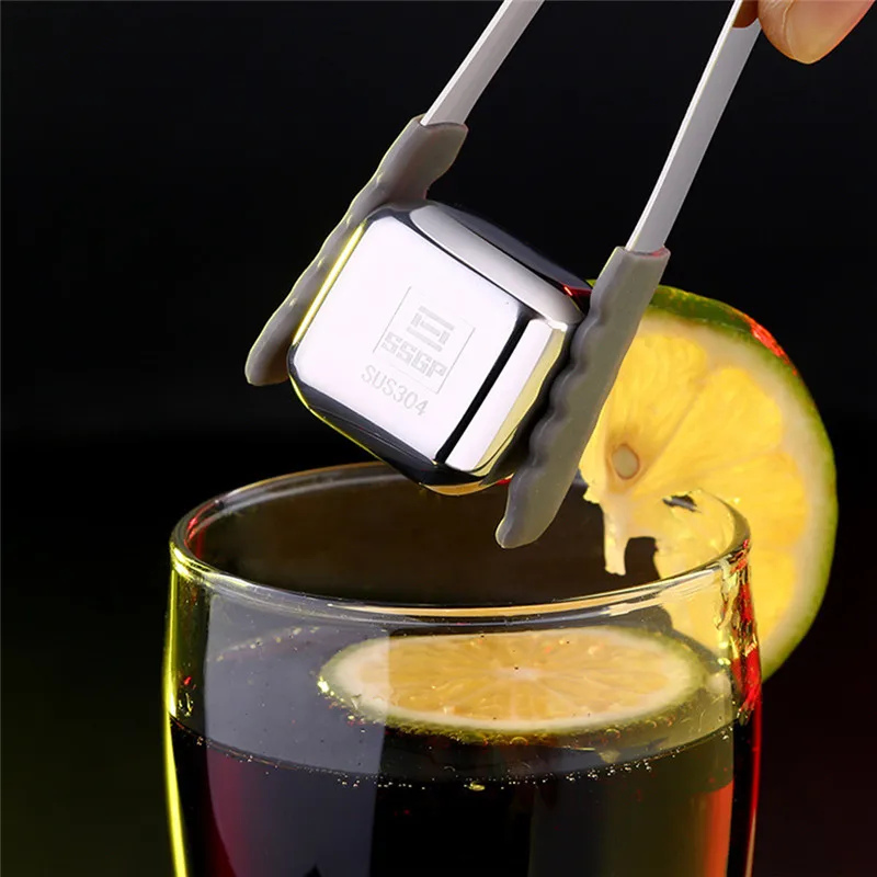 

4/8PCS Stainless Steel 304 Whisky Stones Ice Cubes Whiskey Cooler Rocks,Ice Stone With Plastic Box Bar Accessories Wine bag Home