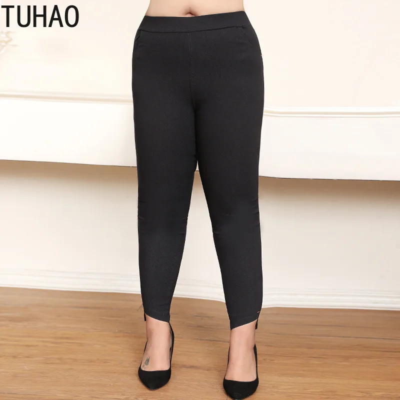 TUHAO размера плюс 10XL 8XL 6XL высокое качество черный костюм брюки женские с высокой