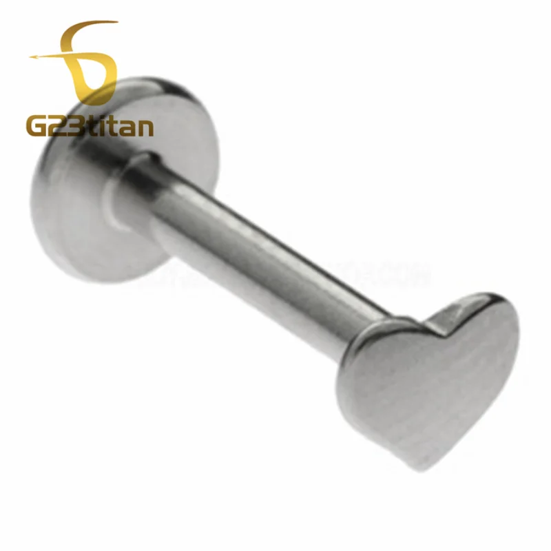 

G23titan Love Heart internally threaded steel labret stud 100% G23 Titanium Body Piercing Barbells