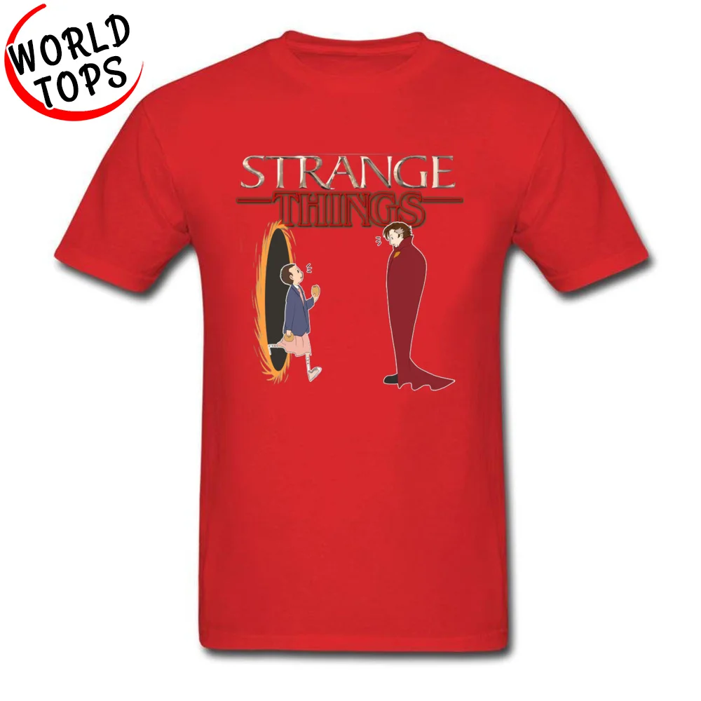Doctor Strange x Stranger Things Cotton Male Short Sleeve T Shirt Cool Summer/Autumn Tshirts Print Tops & Tees Company O-Neck Doctor Strange x Stranger Things red