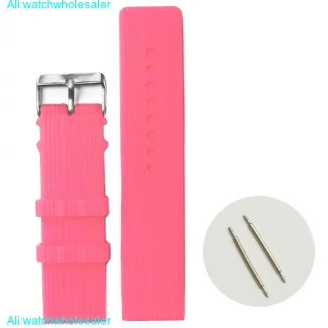 24mm New Lovely Pink Silicone Jelly Rubber Ladies Watch Band Straps WB1071K24JB