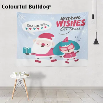 

Santa Claus Tapestries Gift Cats Blue Bus Dog Wall Hanging Words Jingle Bells Jingle All The Way Beach Towel Antlers Decor Large
