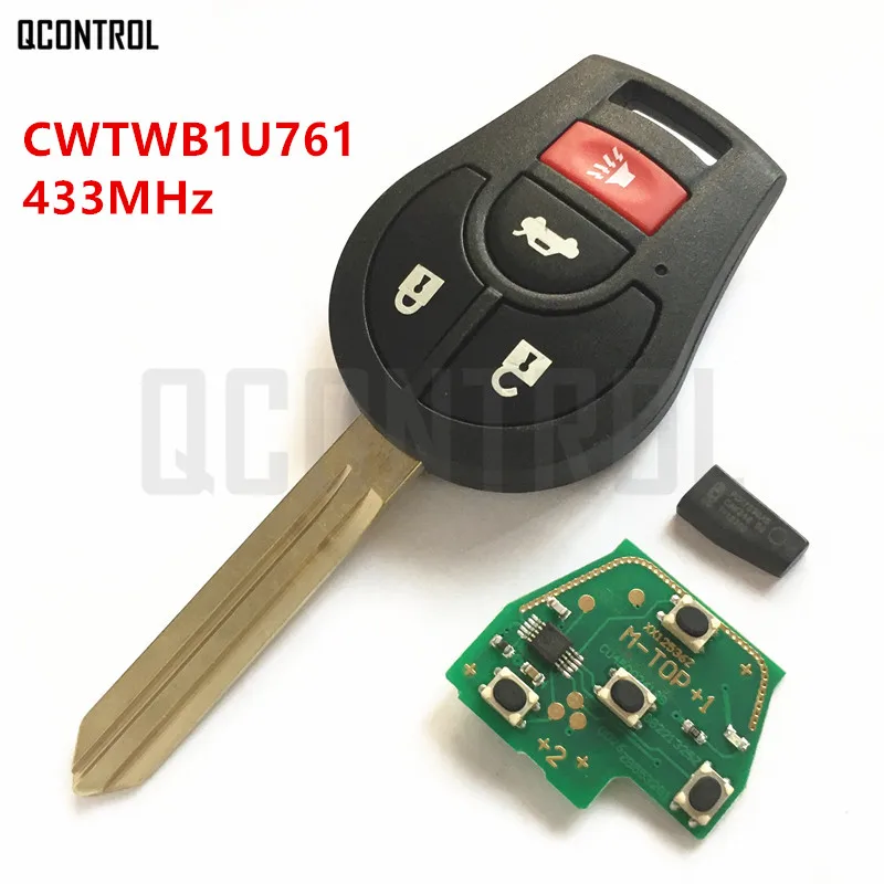 

QCONTROL Car Remote Key 433MHz Work for NISSAN FCC CWTWB1U761 Qashqai Sunny Sylphy Tiida X-Trail Auto Alarm