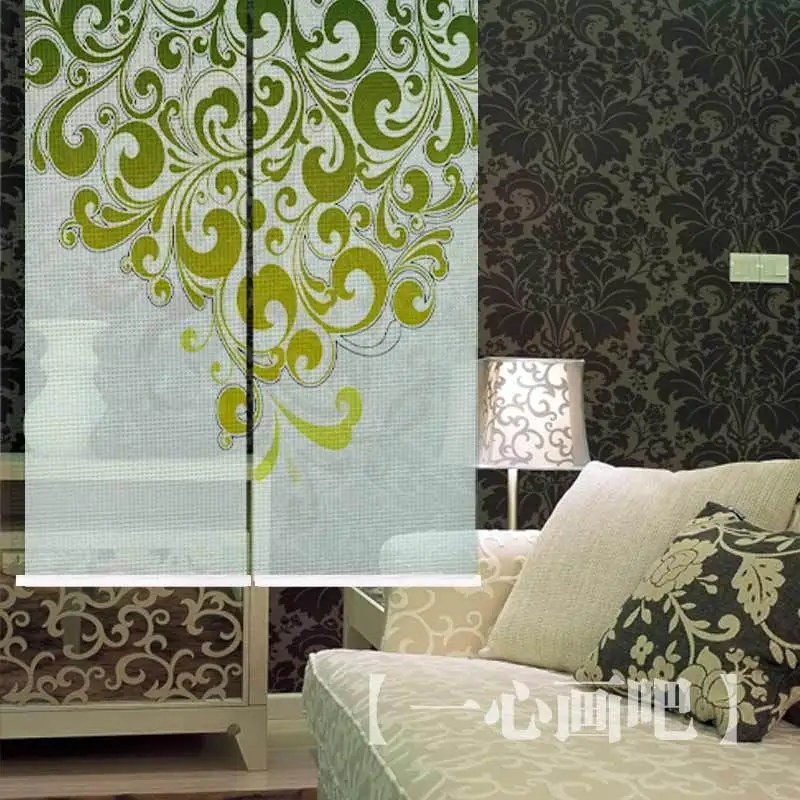 150 cm * 200 cm green color art paintings room dividers/roller blinds