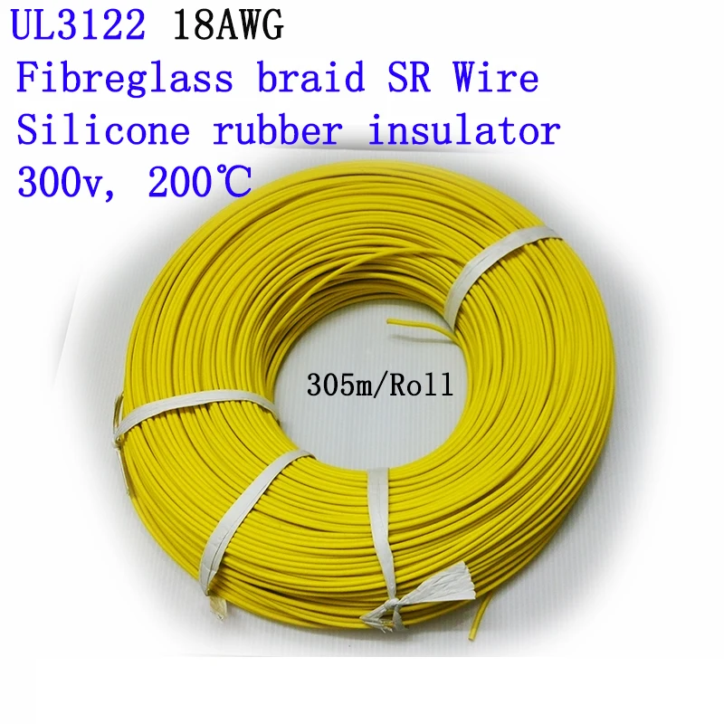 UL3122 18 AWG Braid Jacket Electric Wire,Silicone Wire, 300V 200