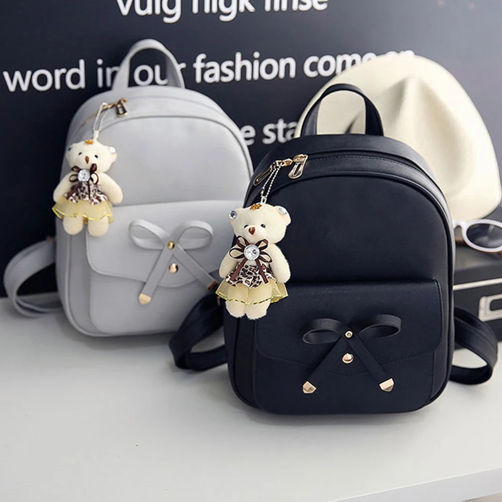 

4 pcs/Set Women Backpack Small Size Fashion Teenage Girls PU Leather Backpacks with Purses Mochila Feminina bag