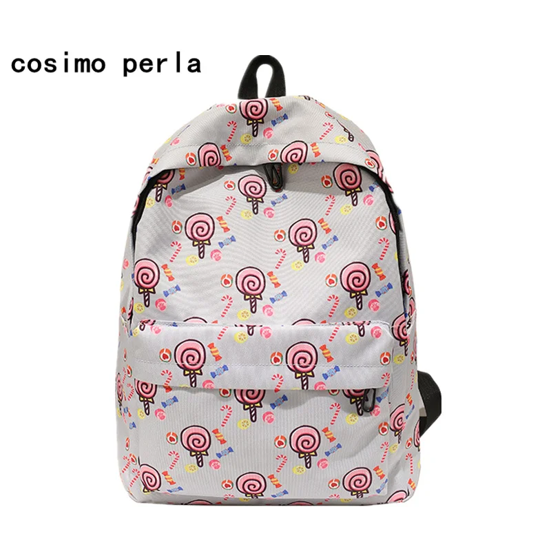 

Cute Printed Women Backpack for Teenage Girls Lollipop Pineapple Flamingo Banana Backpacks School Bag Korean College Mochilas