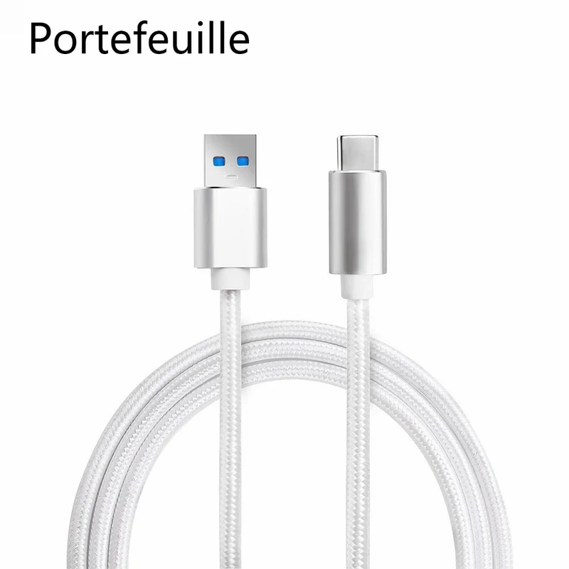 Portefeuille Тип usb C кабель usb кабель с нейлоновой оплеткой Тип type-C для зарядки и синхронизации данных Шнур для LG G5 G6 Xiaomi mi6 mi5 samsung Galaxy S8 плюс Зарядное устройство