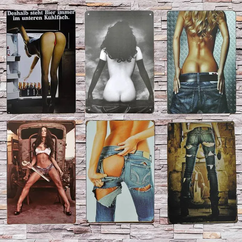 

30X20cm Pin Up Sexy Girls Wall Decor plaque Metal Vintage Garage Shabby Chic Tintin Bar Home Decoration Tin Sign Man Cave H4
