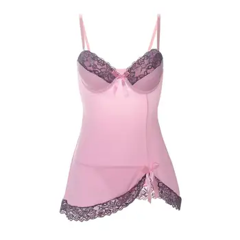 

Sexy Lingerie Spandex Nightgown Summer Dress Lace Night Dress Sleepwear Babydoll Nightie Satin Homewear Chest Pad Nightwear