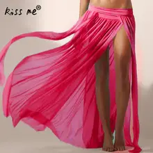 Sexy 2018 Beach Dress Beach Sarongs Sexy Cover-Up Mesh Bikini Swimwear Tunic Swimsuit Side Slit Bathing Suit Pareo Wrap Skirt slit lace up tunic sweater