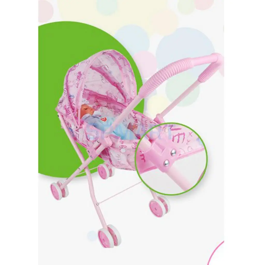 Simulation Baby Toddler Stroller Pushchair ABS Plastic Furniture Toy for 9-12inch Reborn Doll Supplies