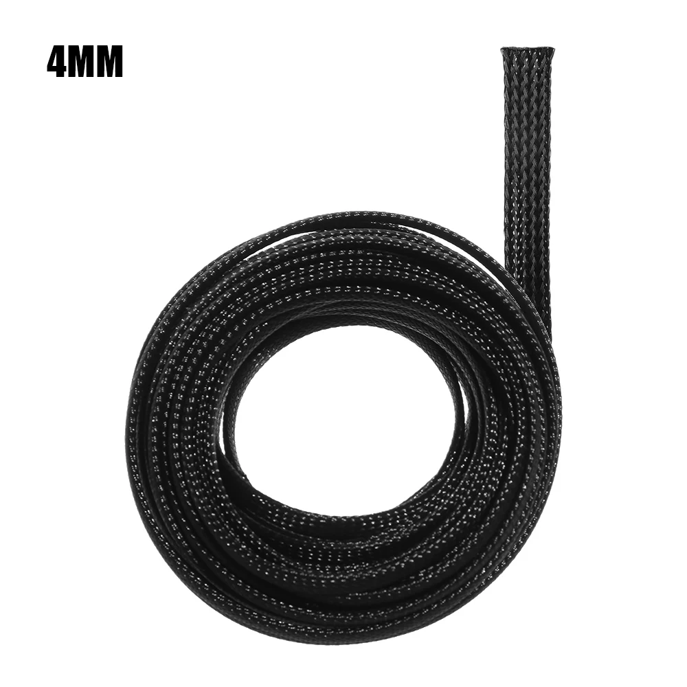 4MM 10 м 2/4/6/8/10/12/15/20/25 мм черный ПЭТ USB кабель с нейлоновой оплеткой рукав провода изолировал оплетка оплетки гибкий Кабельный организатор - Цвет: 4MM