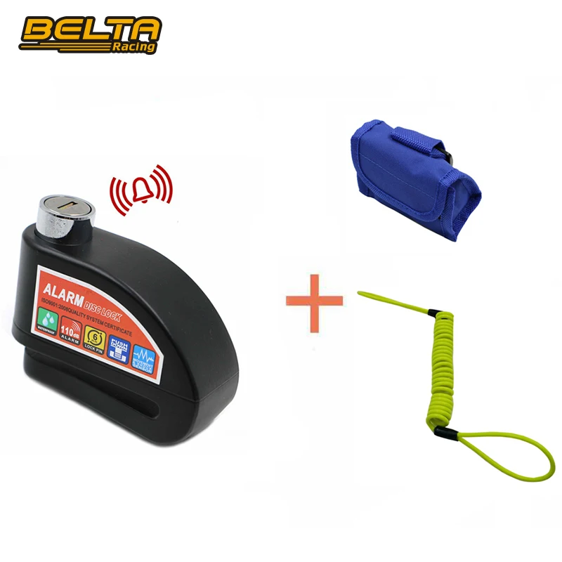 

Black Motor Scooter Bicycle Security Anti-Theft Disc Alarm Lock System With Black Bag&Green Reminder Cable KSS-L101BK series