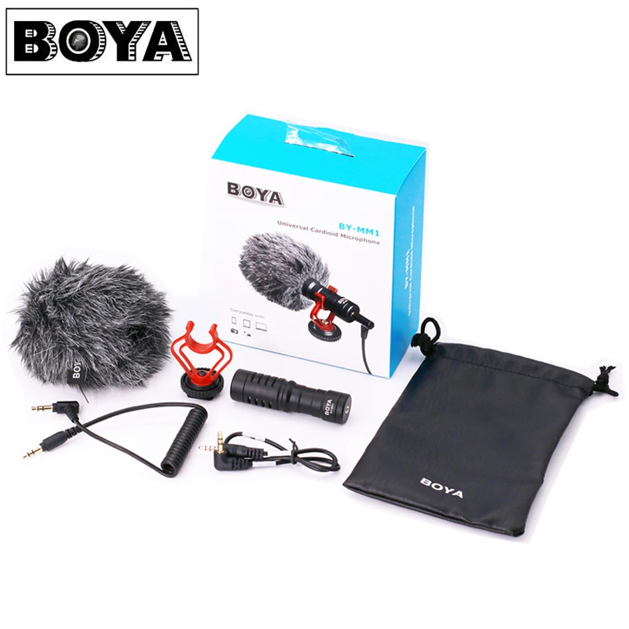 BOYA BY MM1 камера видео микрофон Микрофон Youtube Vlogging Запись для iPhone HuaWei смартфон DJI Osmo