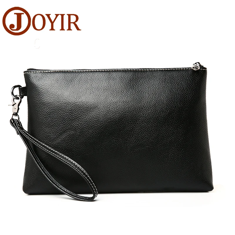 

JOYIR New Arrival Genuine Leather Bag Men Envelope Clutch Bag Ipad Cases Solid Black Luxury Handbag Big Purse Wallet Men Bag3356