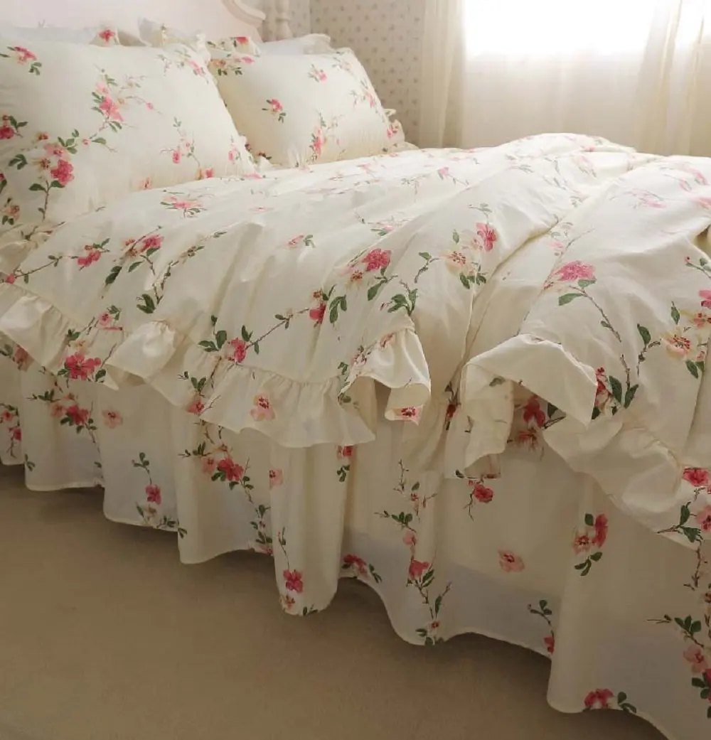 Fadfay Butterfly Meadow Floral Bedding Set Elegant French Country