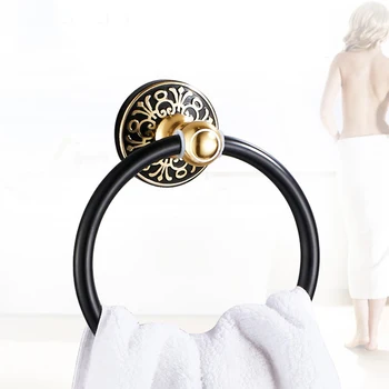 

Wall Mounted Black Gold Round Ring Aluminum Alloy Towel Storage Rack Bathroom Kitchen Accessories For Organizer Storage Holder