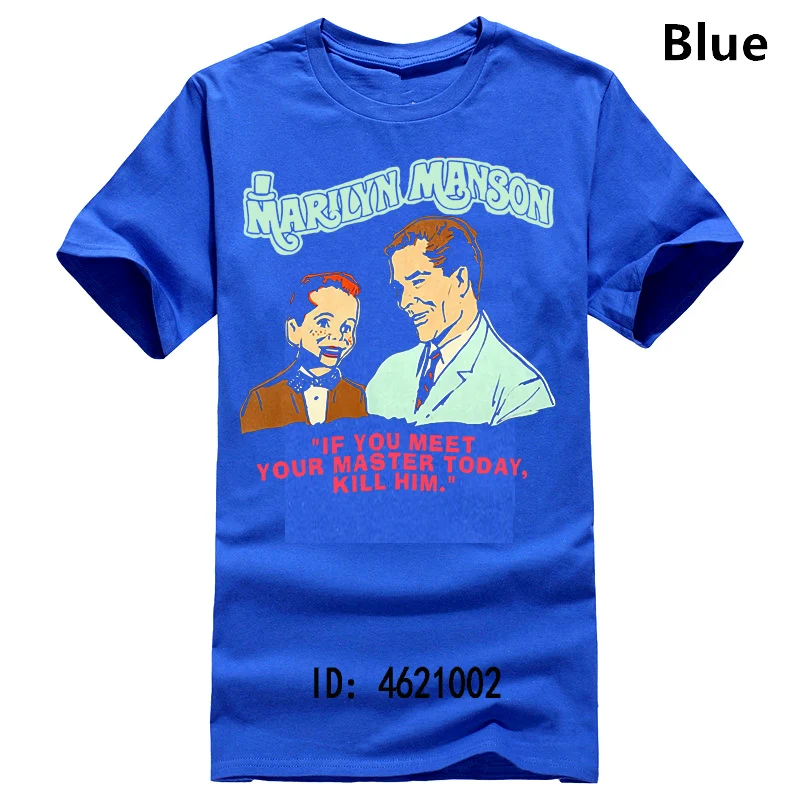 Редкость! Новая футболка с экстремально Мэрилин Мэнсон сатанинская армейская S-XXXL - Цвет: Синий