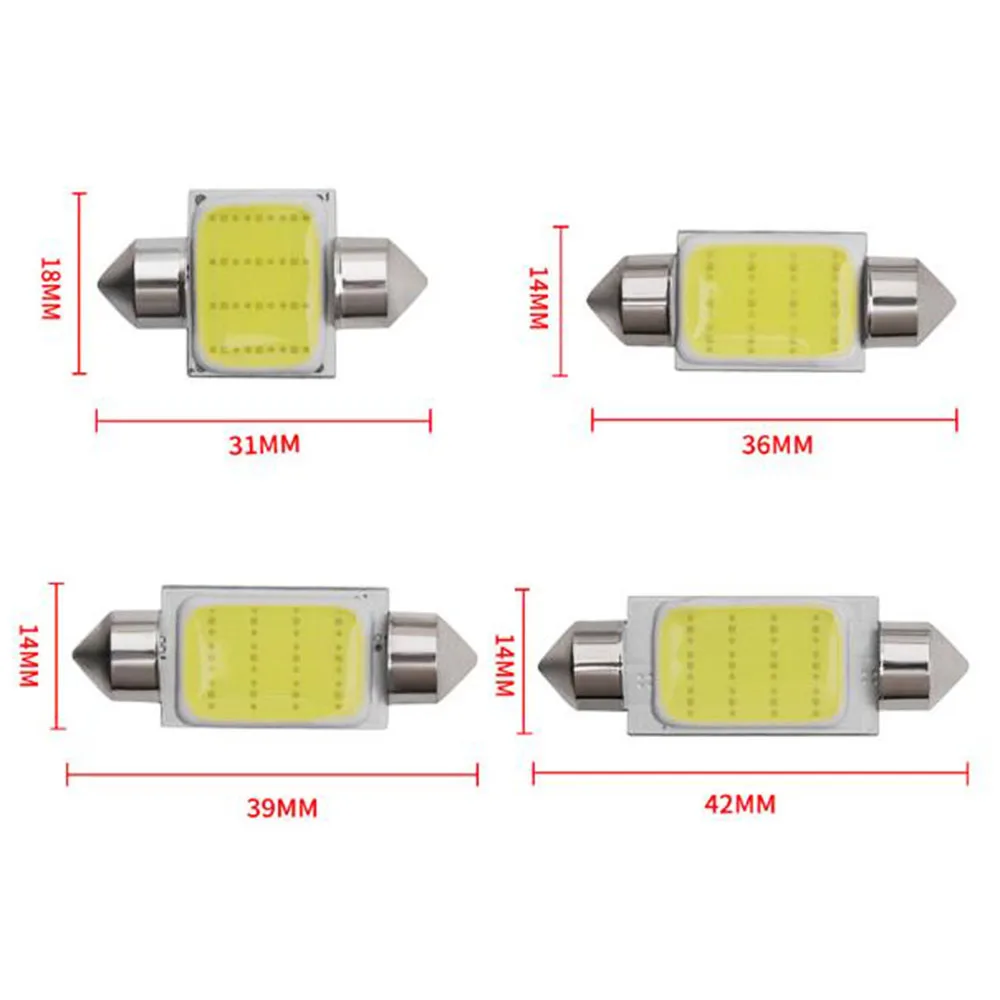 36 мм, 39 мм, 41 мм, автомобильный COB светодиодный светильник, белый автомобильный купол, лампа для чтения карт, автомобильная интерьерная лампа, DC12V, автомобильные товары, автомобильные аксессуары, Прямая поставка