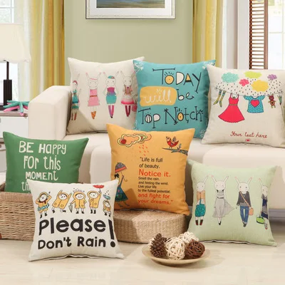 New Design Home Decor Cartoon Cushion Cover Made Of Linen Funda Cojin Throw Pillow Covers D032 | Дом и сад
