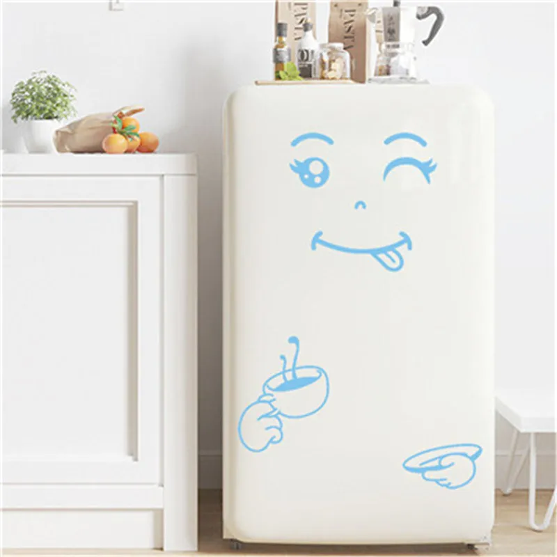 

Refrigerator Stickers Cute Sticker Fridge Happy Delicious Face Kitchen Fridge Wall Stickers Cute smile pattern print wallpaper